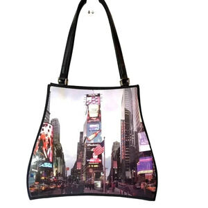 Vintage Boho Y2K Artsy Time Square New York Print Mini Women Handbag/Crossbody